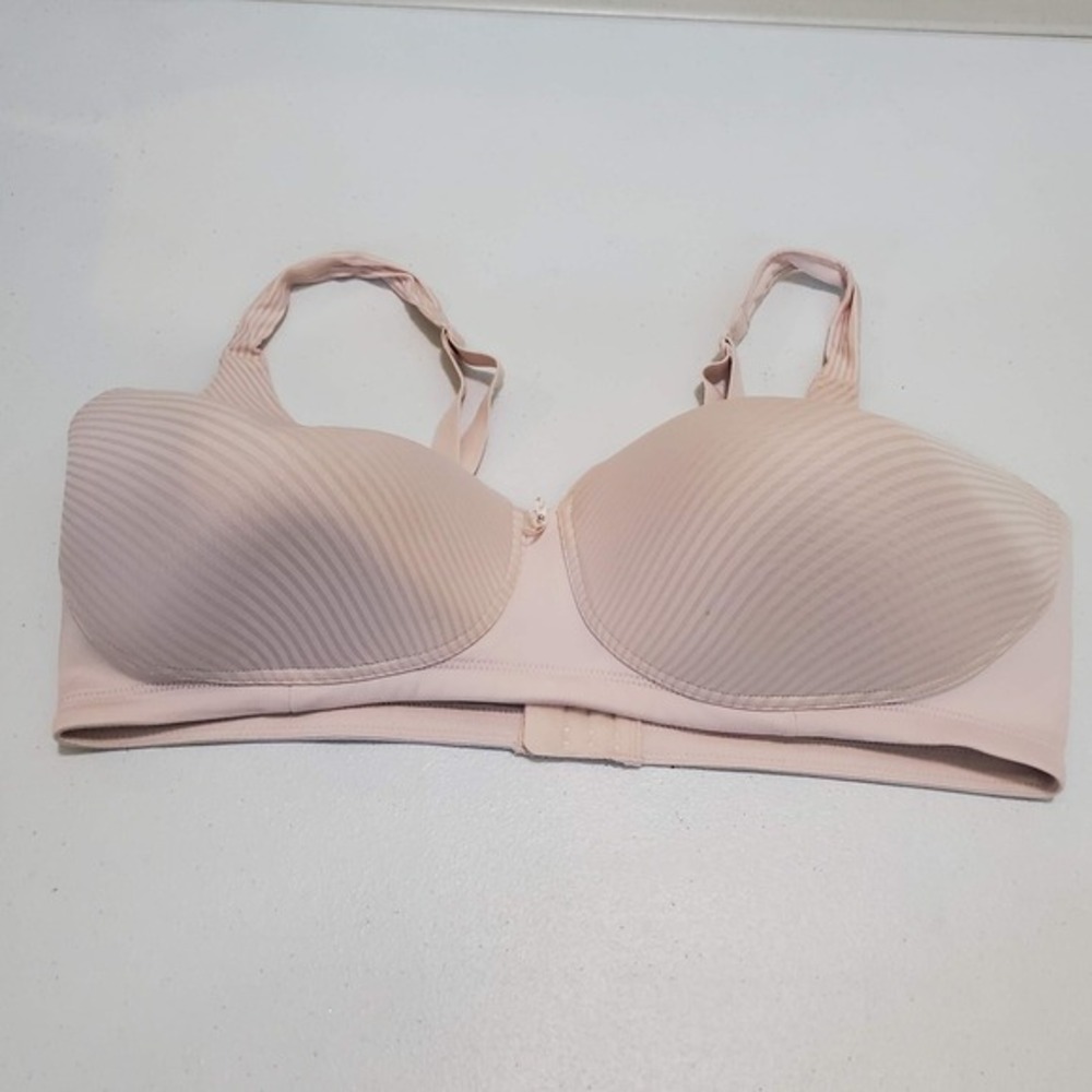 Vanity Fair Women Bra 40DD Beige Striped Full Coverage Comfort Wireless Bowβ